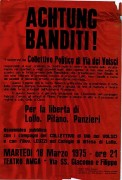 Achtung banditi! Per la libertà di Lolla Pifano Panzieri, manifesto