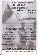 La Yugoslavia ce lo ha insegnato Ieri contro il fascismo Oggi contro la Nato, Manifesto