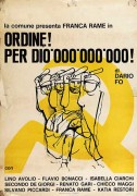 Franca Rame in "Ordine per Dio.000.000.000" di Dario Fò, manifesto